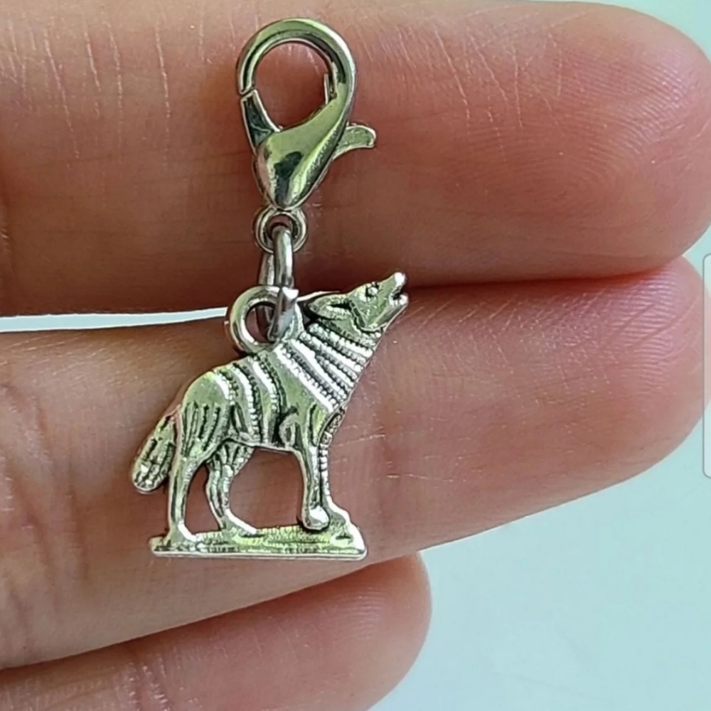 Wolf planner charm sterling silver 925 stamped